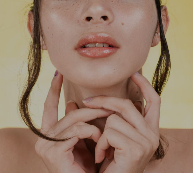 Image of a female model showing chin and neck enhancement
