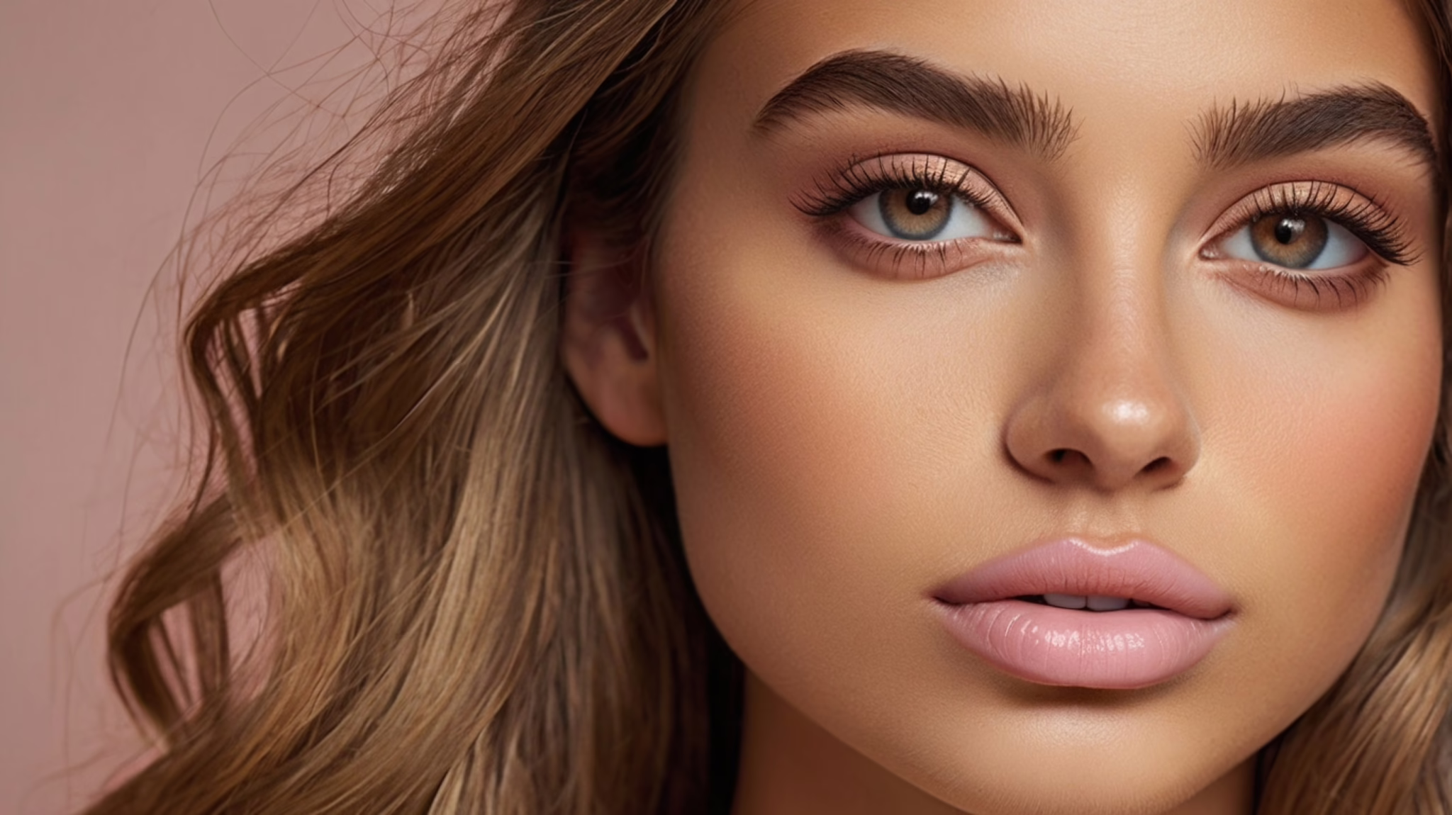 Woman with naturally enhanced lips smiling confidently — showcasing soft, symmetrical lip filler results