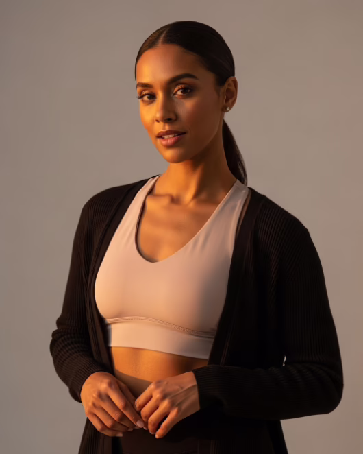 Confident woman after weight loss body contouring at Mirror Mirror Med Spa Los Angeles