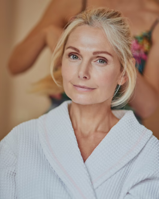 Mature woman with naturally refreshed skin — multi-modality treatment at Mirror Mirror Med Spa Los Angeles