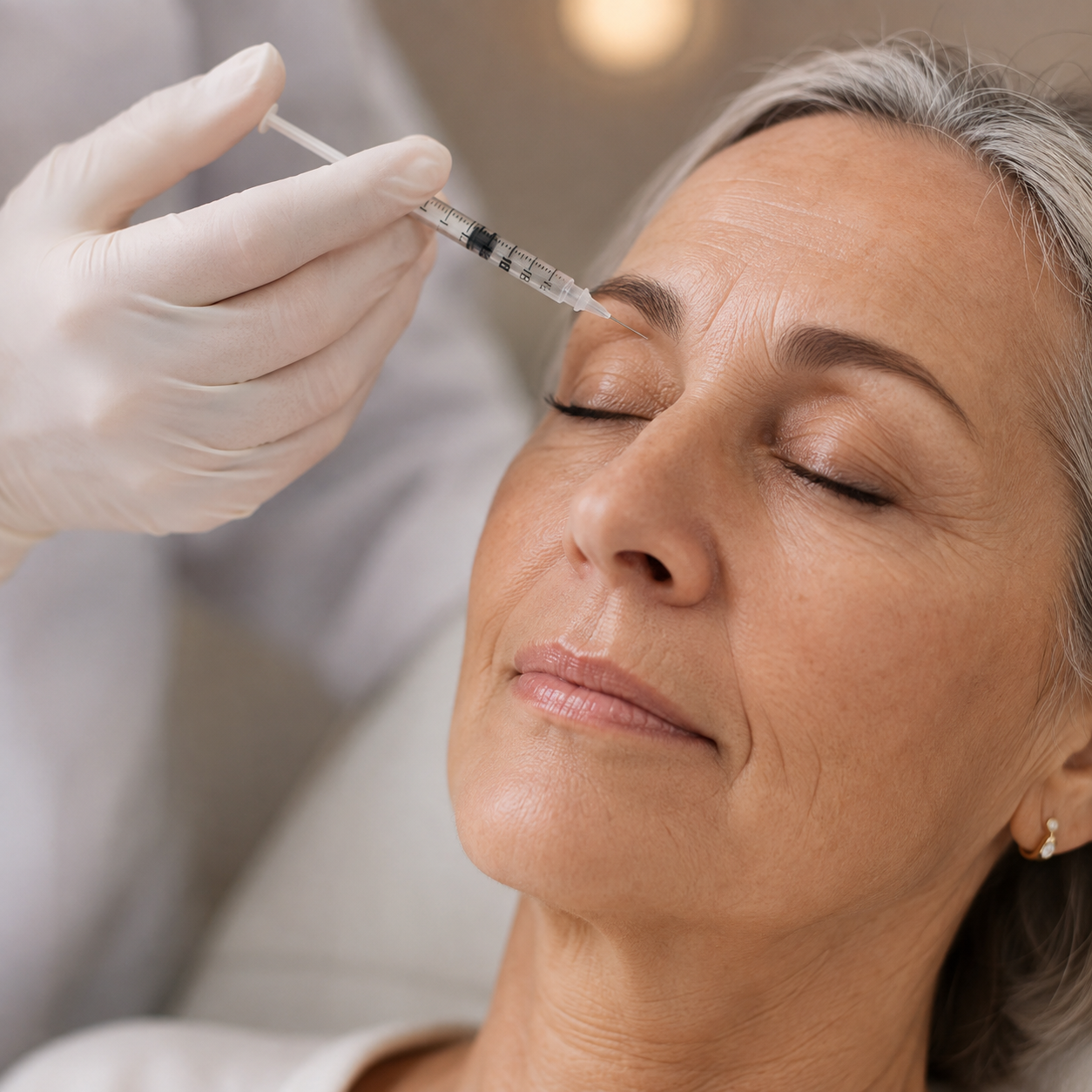 Botox injection for expression lines on mature skin