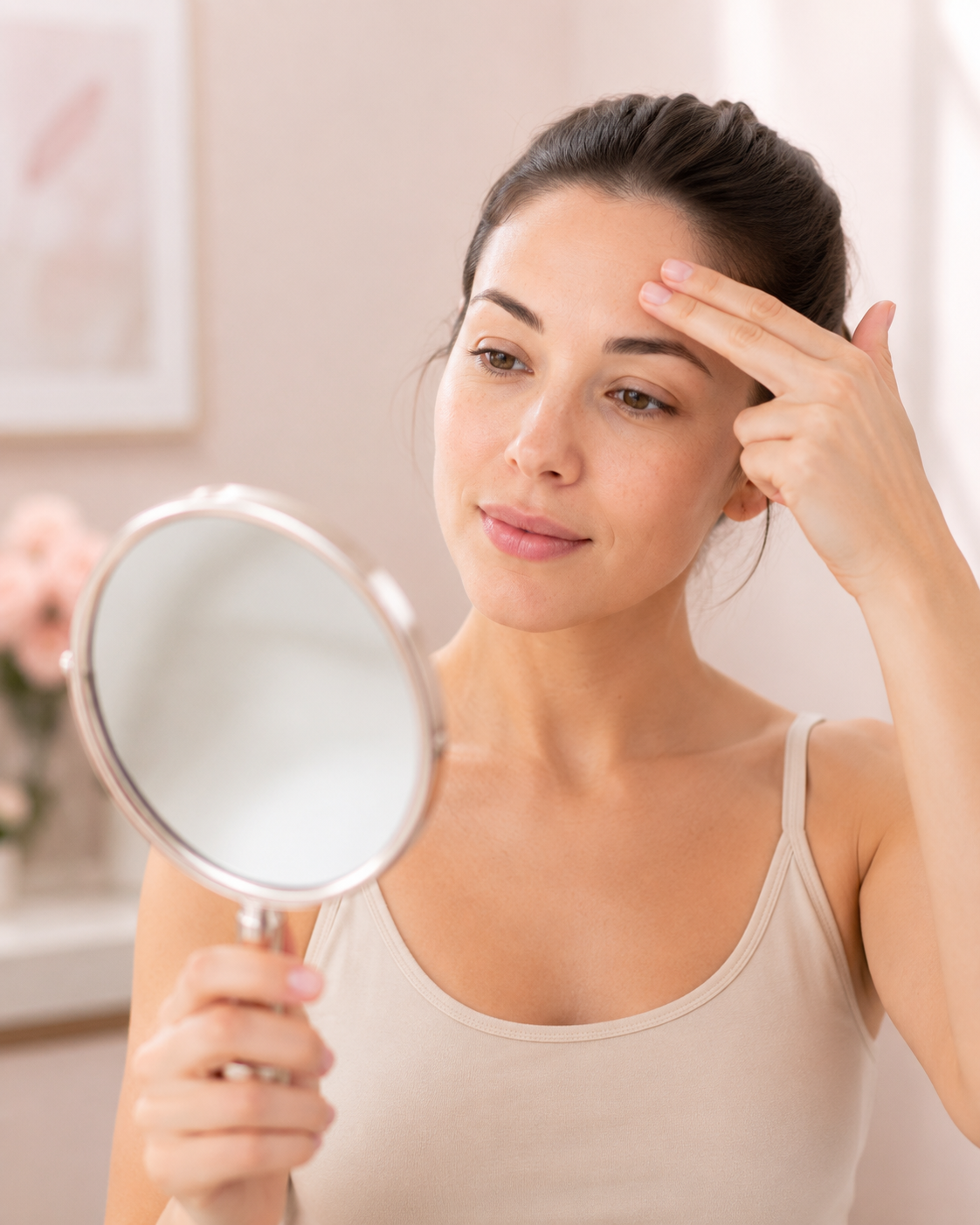 Injector performing a conservative micro-dose Botox treatment at the outer brow