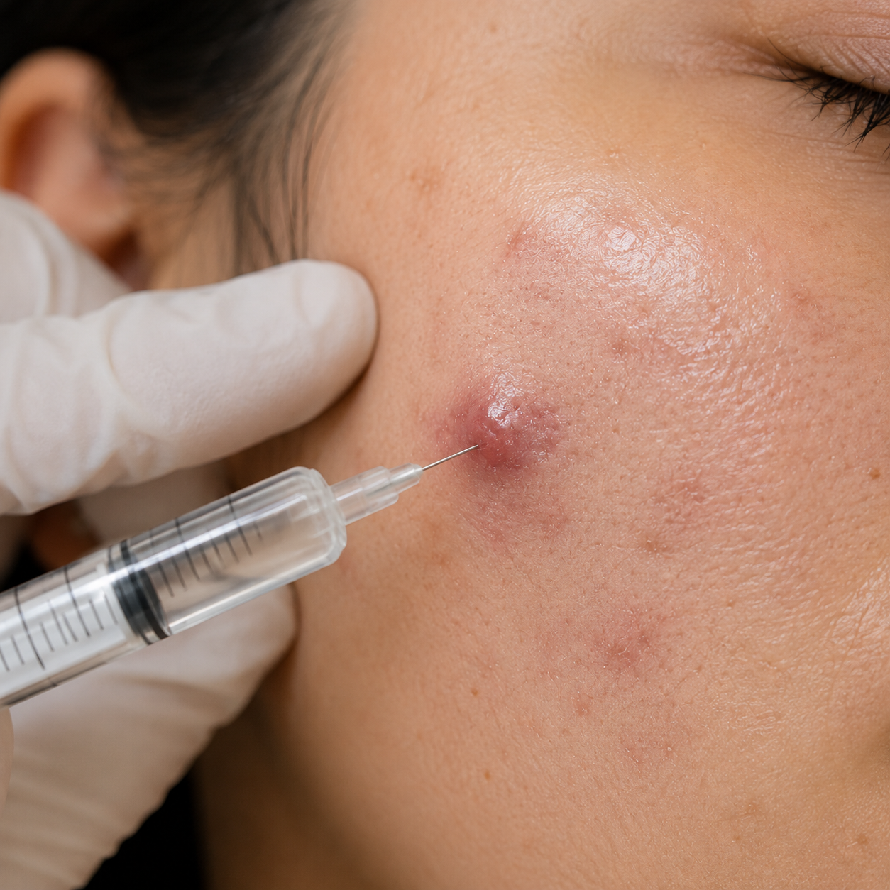 Cortisone injection for active cystic acne to prevent scarring