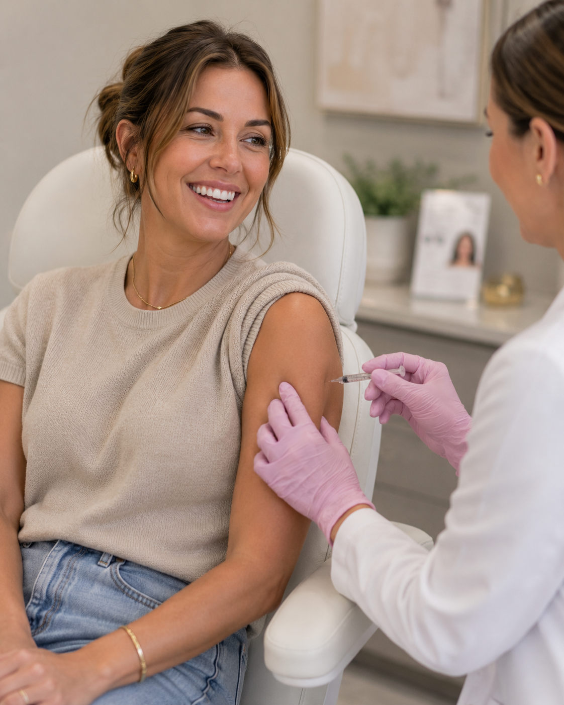 Quick vitamin injection in the deltoid at Mirror Mirror Med Spa Los Angeles