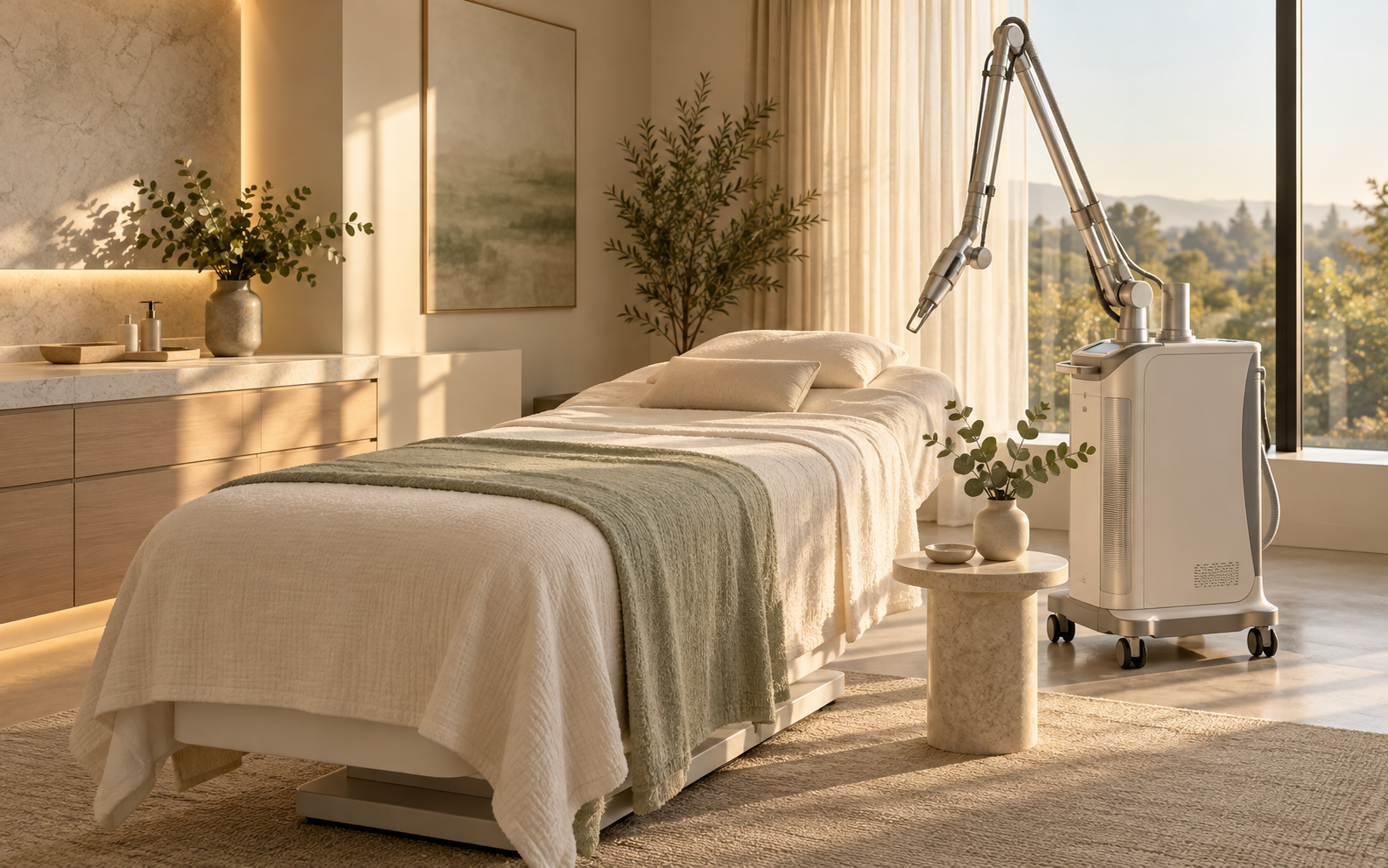 CO2 laser treatment room at Mirror Mirror Med Spa in Westwood, Los Angeles